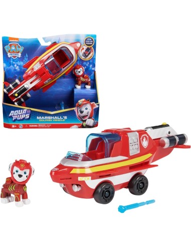 Paw Patrol, Veicolo Trasformabile Aqua Pups di Marshall con Persona...