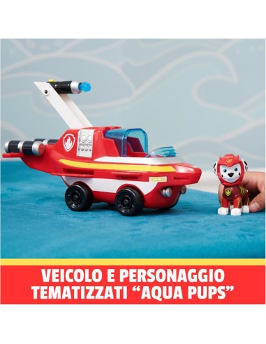 Paw Patrol, Veicolo Trasformabile Aqua Pups di Marshall con Persona...