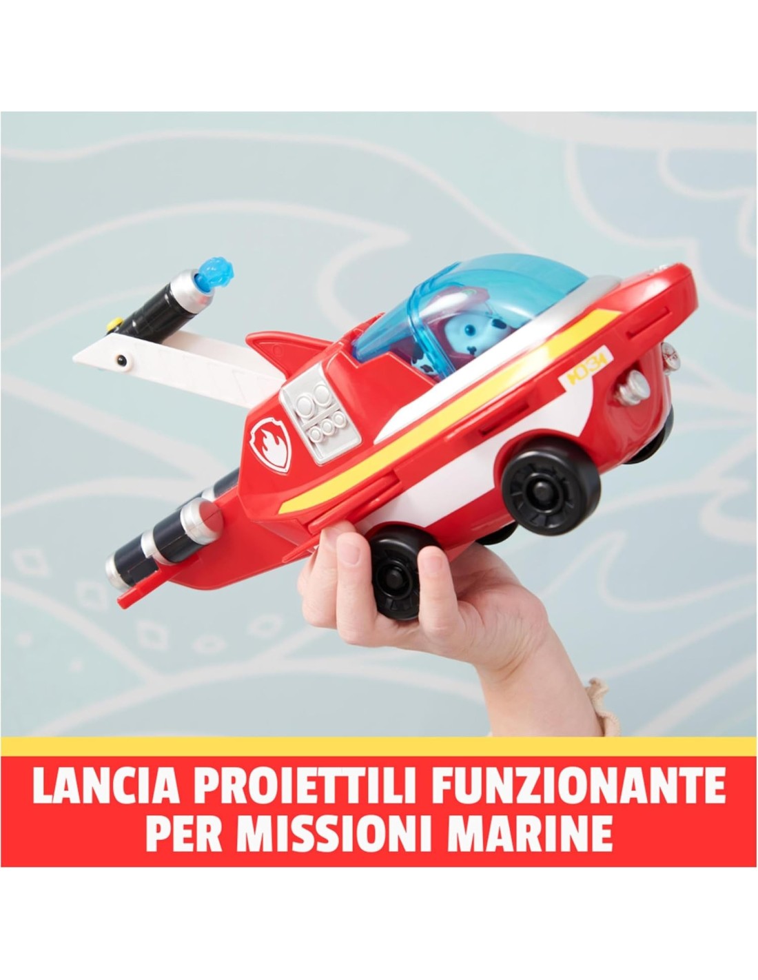 Paw Patrol, Veicolo Trasformabile Aqua Pups di Marshall con Persona...
