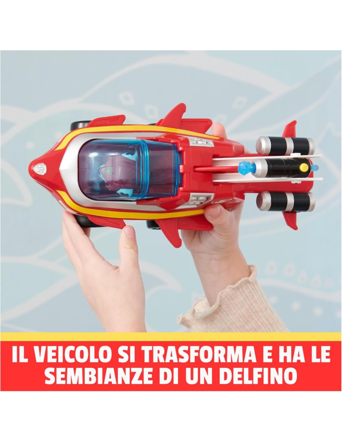 Paw Patrol, Veicolo Trasformabile Aqua Pups di Marshall con Persona...