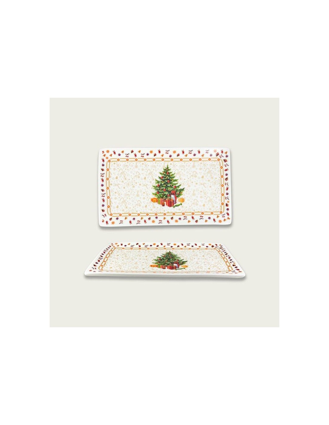 VASSOIO 57083 DECORO NATALIZIO 27X16CM ORO
