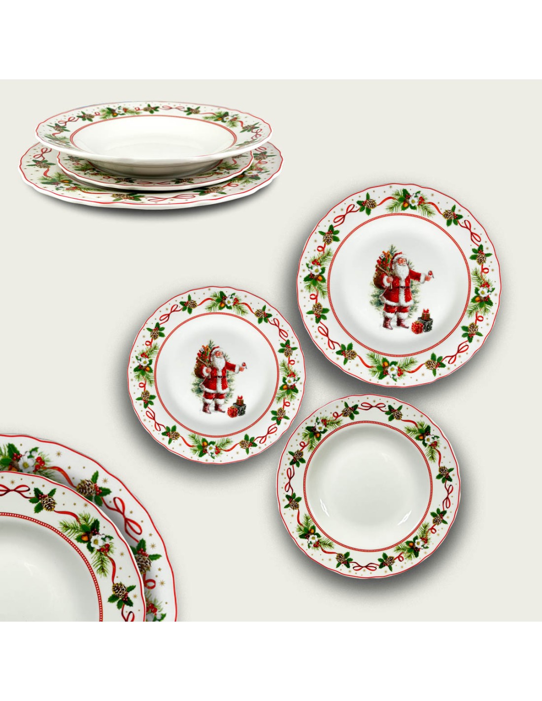 SERVIZIO 18 PIATTI 58165 DECORO BABBO NATALE