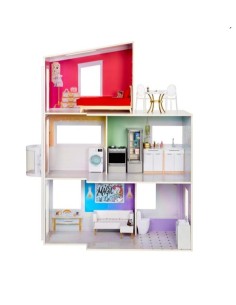 GIOCATTOLO PUBBLICIZZATO: vendita online Rainbow High Townhouse, Casa delle Bambole in Legno, 3 Piani, 5 Stanze, Patio, Ascen...