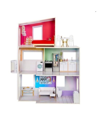 GIOCATTOLO PUBBLICIZZATO: vendita online Rainbow High Townhouse, Casa delle Bambole in Legno, 3 Piani, 5 Stanze, Patio, Ascen...