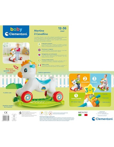 INFANZIA: vendita online Clementoni Baby Martino il Cavallino cavalcabile Ride On interattivo, Parlante in Italiano E Inglese...