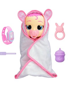 Cry Babies Newborn Coney Deluxe Interattiva, Bambola Neonata con Br...