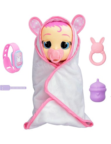 Cry Babies Newborn Coney Deluxe Interattiva, Bambola Neonata con Br...