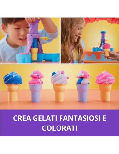 Kinetic Sand Gelateria Colorata, Sabbia Cinetica Blu, Rosa e Bianca...