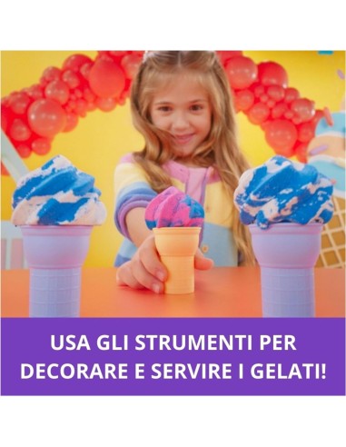 Kinetic Sand Gelateria Colorata, Sabbia Cinetica Blu, Rosa e Bianca...