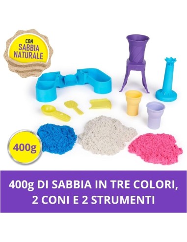 Kinetic Sand Gelateria Colorata, Sabbia Cinetica Blu, Rosa e Bianca...