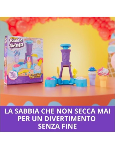 Kinetic Sand Gelateria Colorata, Sabbia Cinetica Blu, Rosa e Bianca...