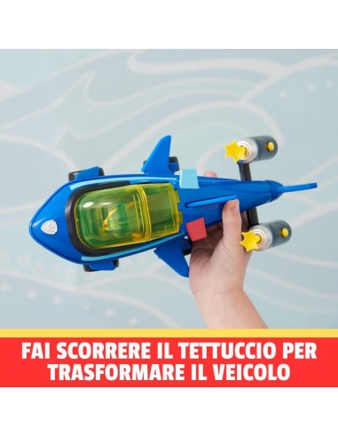 Paw Patrol, Veicolo Trasformabile Aqua Pups di Chase, Personaggio I...