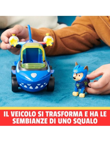 Paw Patrol, Veicolo Trasformabile Aqua Pups di Chase, Personaggio I...