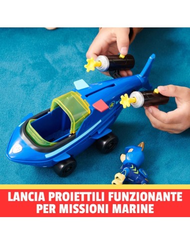 Paw Patrol, Veicolo Trasformabile Aqua Pups di Chase, Personaggio I...