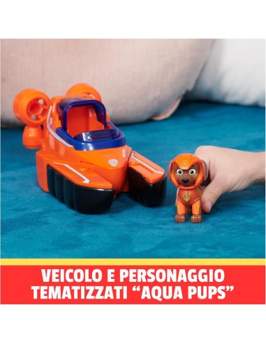 Paw Patrol, Veicolo Trasformabile Aqua Pups di Zuma, Personaggio In...
