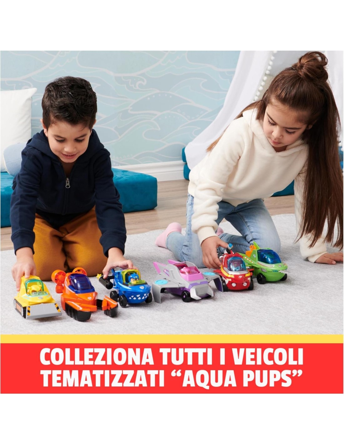 Paw Patrol, Veicolo Trasformabile Aqua Pups di Zuma, Personaggio In...