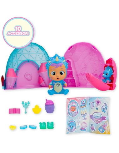 Cry Babies Magic Tears Icy World Dinos, Bambola Dinosauro a Sorpres...