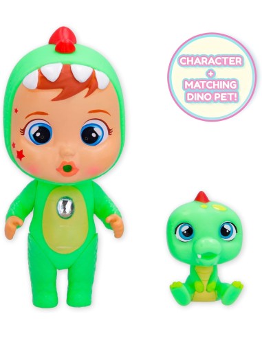 Cry Babies Magic Tears Icy World Dinos, Bambola Dinosauro a Sorpres...