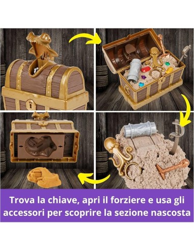 Kinetic Sand, Playset Caccia al Tesoro con Sabbia Dorata e Marrone,...