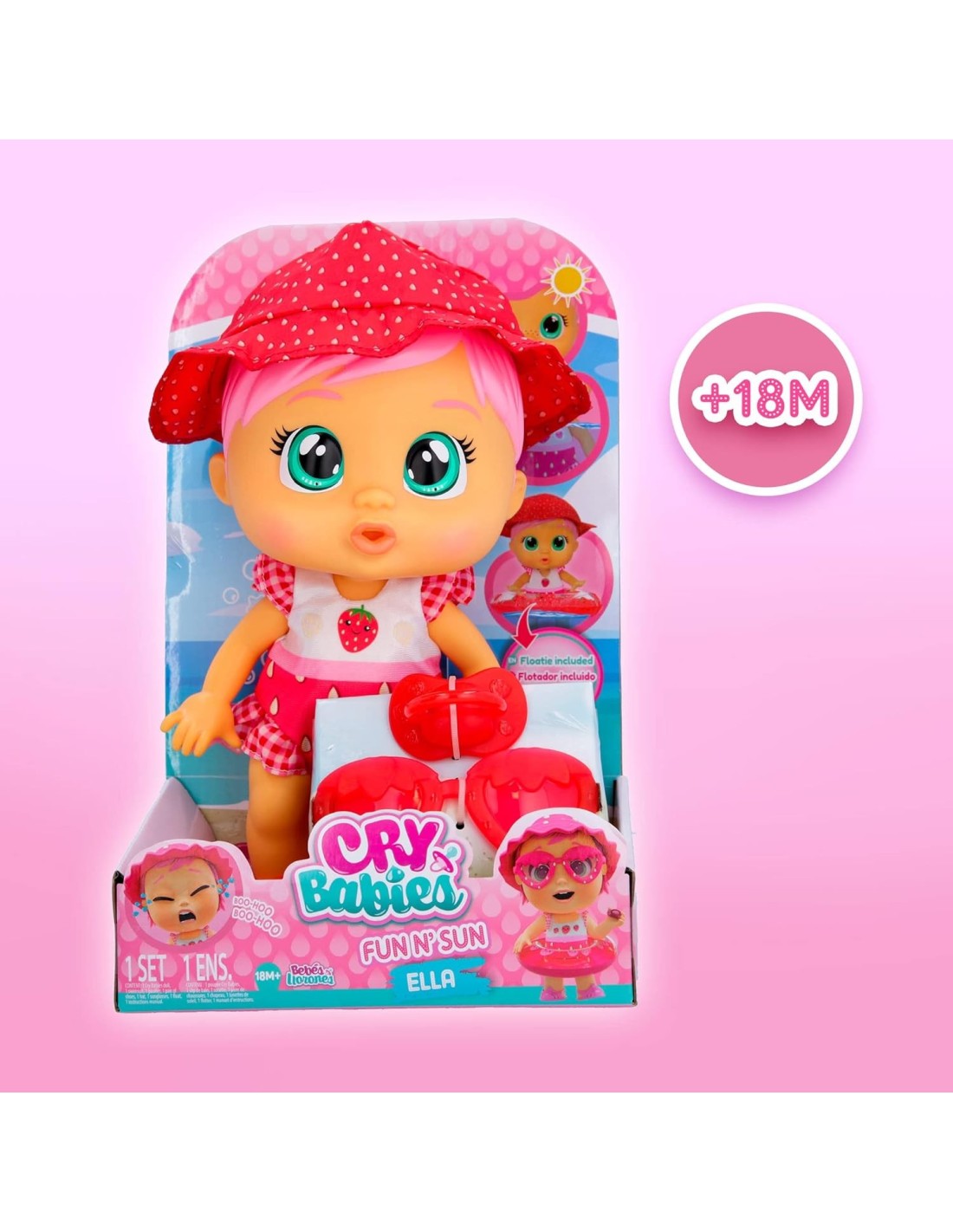 CRY BABIES Fun N' Sun Ella, Bambola Interattiva Gioca Dentro e Fuor...