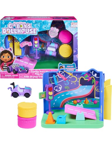 Gabby's Dollhouse, Stanza dei Giochi Purr-ific con la Macchinina Ca...