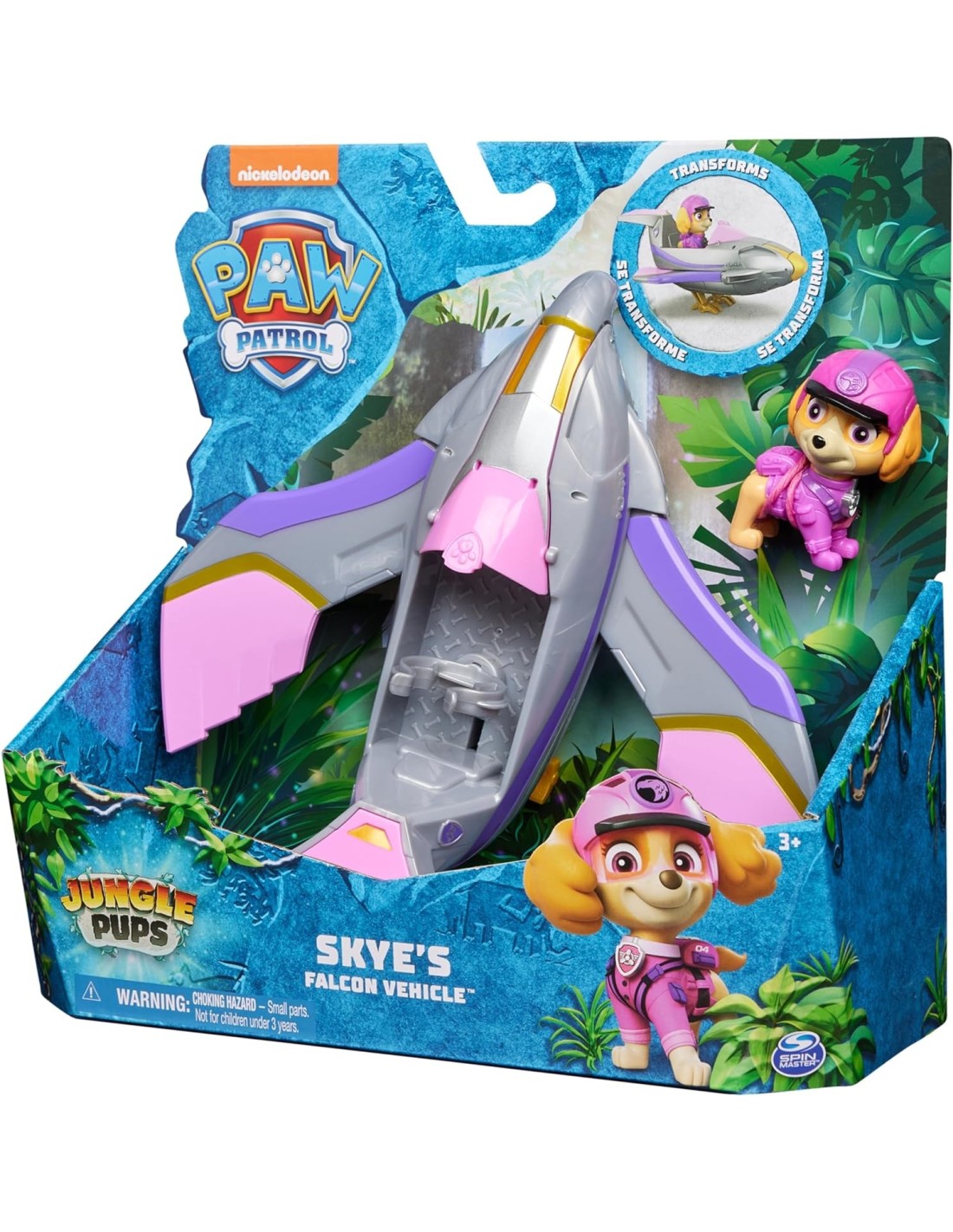 PAW Patrol Jungle Pups, Veicolo Falco di Skye, Jet Giocattolo con P...