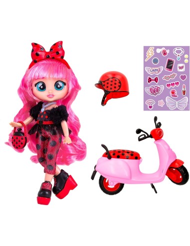 BFF by Cry Babies Lady, playset bambola, scooter con 10 accessori, ...