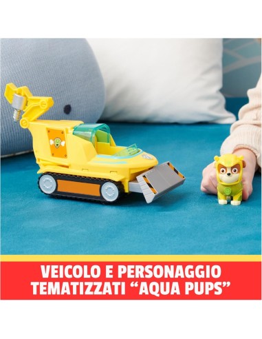 Paw Patrol, veicolo trasformabile Aqua Pups di Rubble, personaggio ...