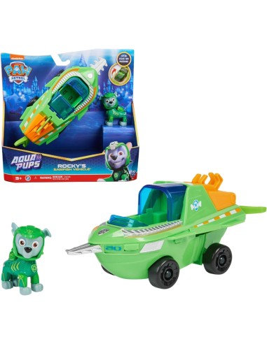Paw Patrol Aqua Pups, veicolo trasformabile di Rocky, personaggio R...