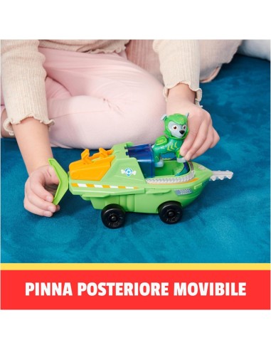 Paw Patrol Aqua Pups, veicolo trasformabile di Rocky, personaggio R...