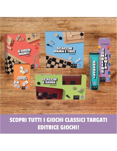 Editrice Giochi, Set di 6 Giochi da Tavolo in Legno, Scacchi, Dama,...