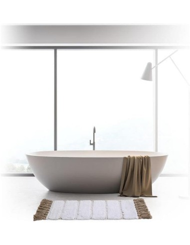 5five Tappeto da Bagno, Bianco Taupe 50x75 cm, Cotone, Pelo Corto, ...