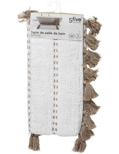 5five Tappeto da Bagno, Bianco Taupe 50x75 cm, Cotone, Pelo Corto, ...