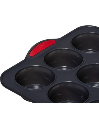 Stampo per Muffin in Silicone "Silitop", 12 Pezzi, Nero Rosso, Anti...