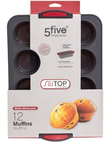 Stampo per Muffin in Silicone "Silitop", 12 Pezzi, Nero Rosso, Anti...