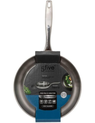 5five, Padella in Acciaio Inox 26 cm, Adatta per Induzione, Padella...