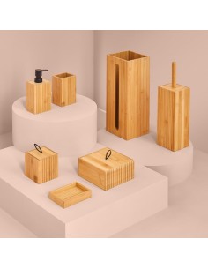 DISPENSER E PORTASAPONE: vendita online 5five Distributore di Sapone 280ml "Terre Inconnue", Dispenser per Sapone in Bambù, Q... 2