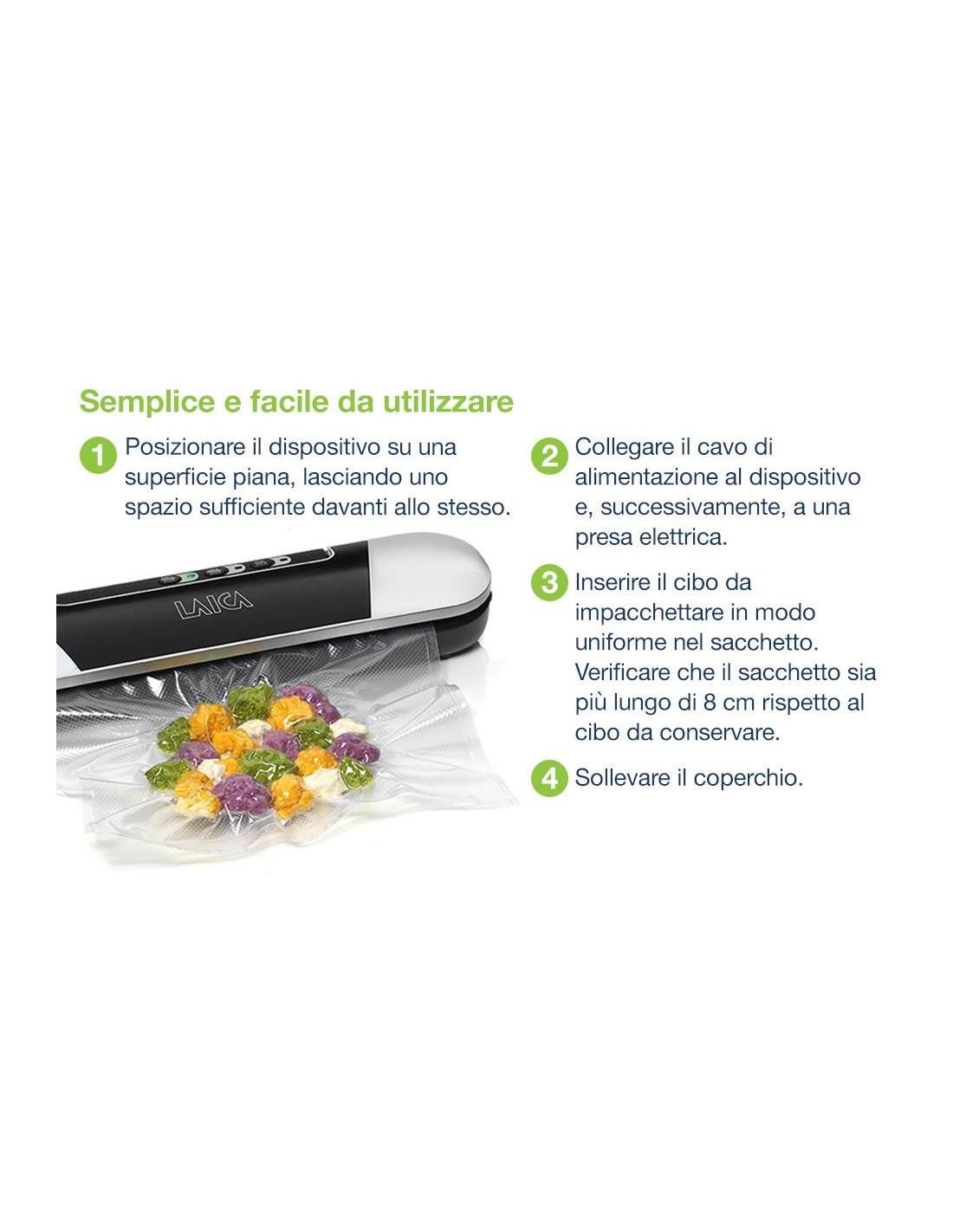 Laica VT32050 Macchina per Sottovuoto Compatta - 9 L/min, Magnetica...