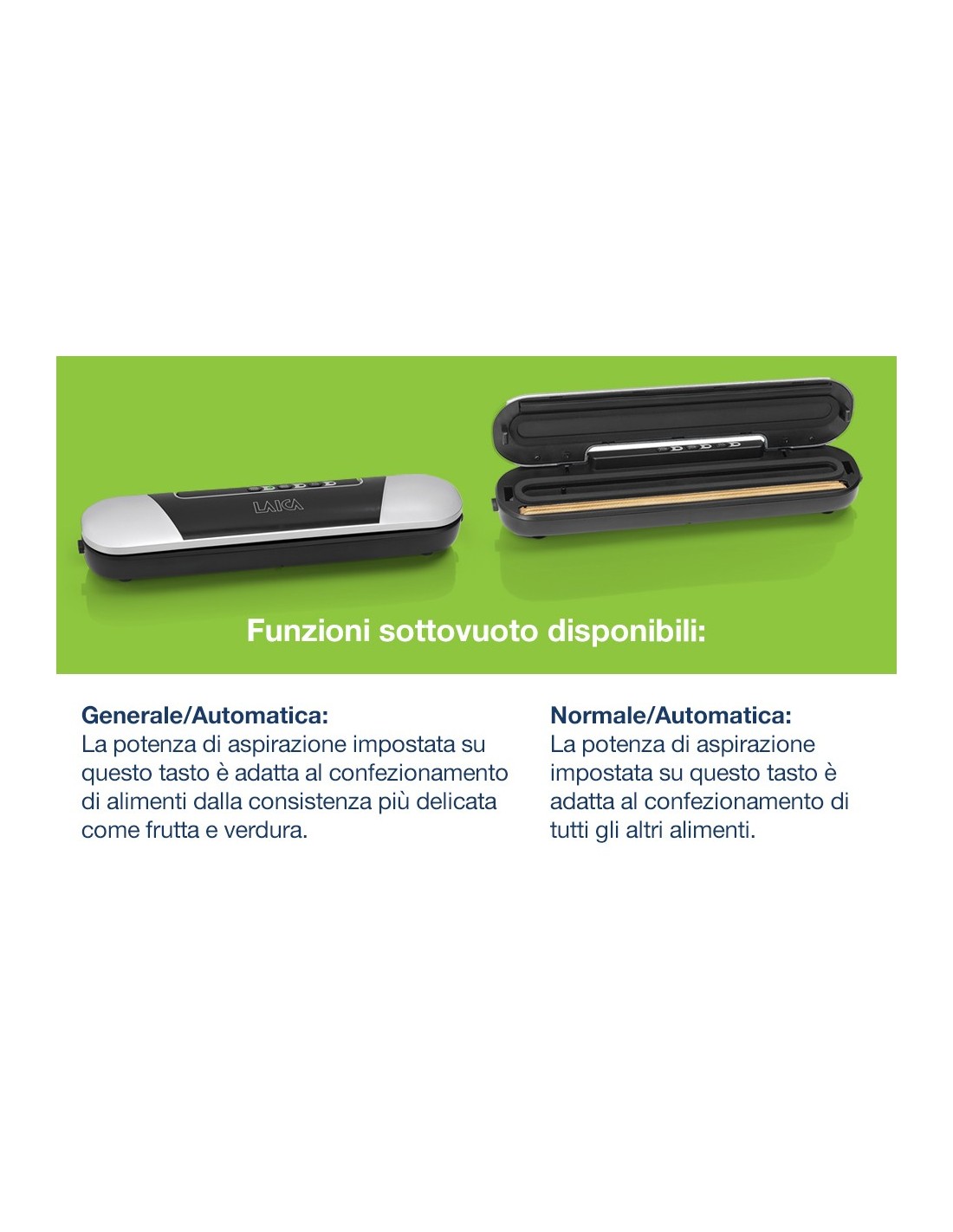 Laica VT32050 Macchina per Sottovuoto Compatta - 9 L/min, Magnetica...