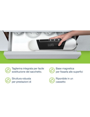 Laica VT32050 Macchina per Sottovuoto Compatta - 9 L/min, Magnetica...
