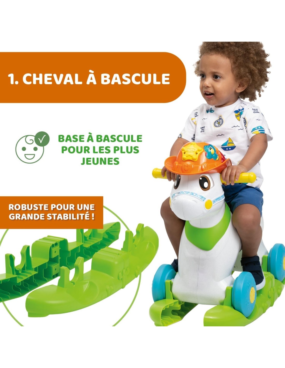 Chicco Baby Rodeo - Cavallo a Dondolo Cavalcabile, Centro Attività Bilingue, Giochi Bambini