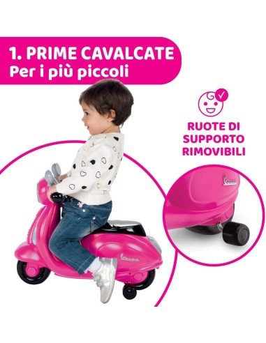 Chicco Vespa Primavera Rosa per Bambini - Moto Cavalcabile con Luci e Suoni