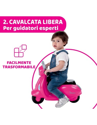 Chicco Vespa Primavera Rosa per Bambini - Moto Cavalcabile con Luci e Suoni