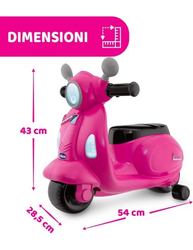 Chicco Vespa Primavera Rosa per Bambini - Moto Cavalcabile con Luci e Suoni