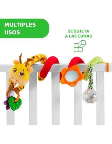 Chicco Fune Passeggio Mrs Giraffa - Spirale Passeggino con Sonaglio e Specchietto