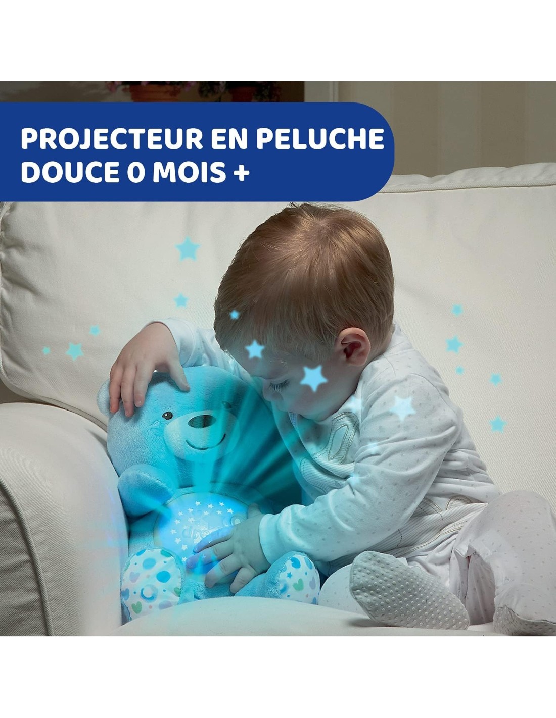 Chicco First Dreams Orsacchiotto Peluche Baby Bear - Proiettore con Luci e Melodie Rilassanti, Azzurro | shop in casa