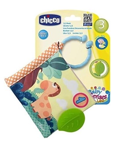 Chicco Libro Neonato Prime Attività 123 - Libro Sensoriale con Giocattoli Pendenti e Tessuto Morbido | shop in casa