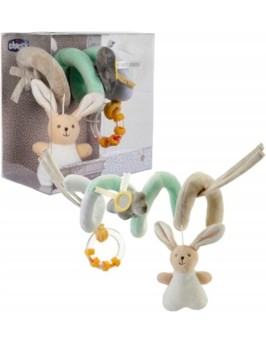 Chicco Gioco Fune Passeggio My Sweet Doudou - Morbido Tessuto Velour, 3 Attività, Agganciabile a Passeggino e Carrozzina, Beige,