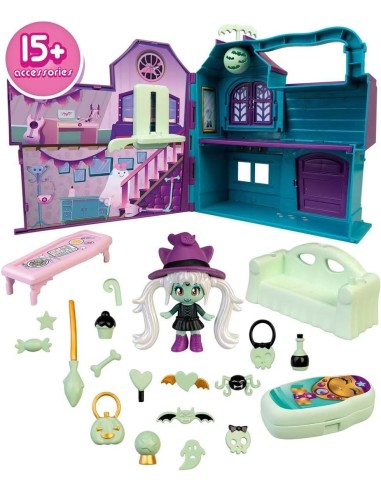 Pinypon Terrific Mansion - Playset Magico con Accessori Illuminati al Buio | shop in casa