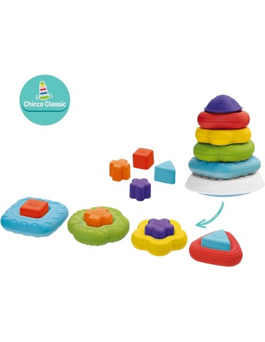 Chicco Torre Anelli 2 in 1 - Gioco Impilabile per Bambini 6-36 Mesi
